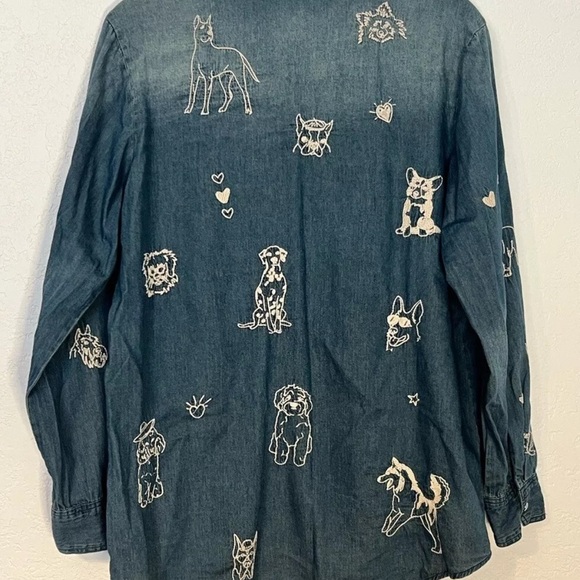 Johnny Was “For dog lovers only” pearl button embroidered western shirt NWT RARE - Picture 7 of 12